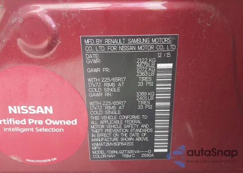 2016 Nissan Rogue Sv z USA, uszkodzony, nr VIN KNMAT2MV8GP641511